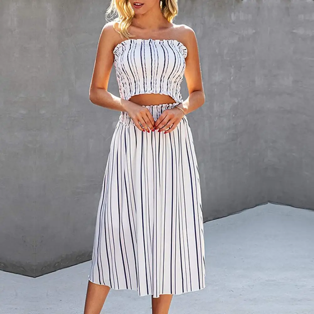 2Pcs/Set Ladies Elastic Waist Skirt Crop Top Casual Breast Wrap Tops A-line Skirt Set Daily Wear
2Pcs/Set Ladies Elastic Waist Skirt Crop Top Casual Breast Wrap Tops A-line Skirt Set Daily Wear