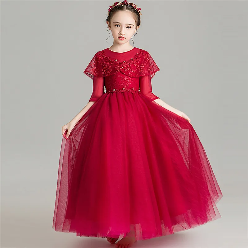 Осенне-зимнее роскошное Новое Детское пышное платье принцессы с длинными рукавами для девочек, цвета красного вина, на день рождения, свадь... 
Осенне-зимнее роскошное Новое Детское пышное платье принцессы с длинными рукавами для девочек, цвета красного вина, на день рождения, свадь...