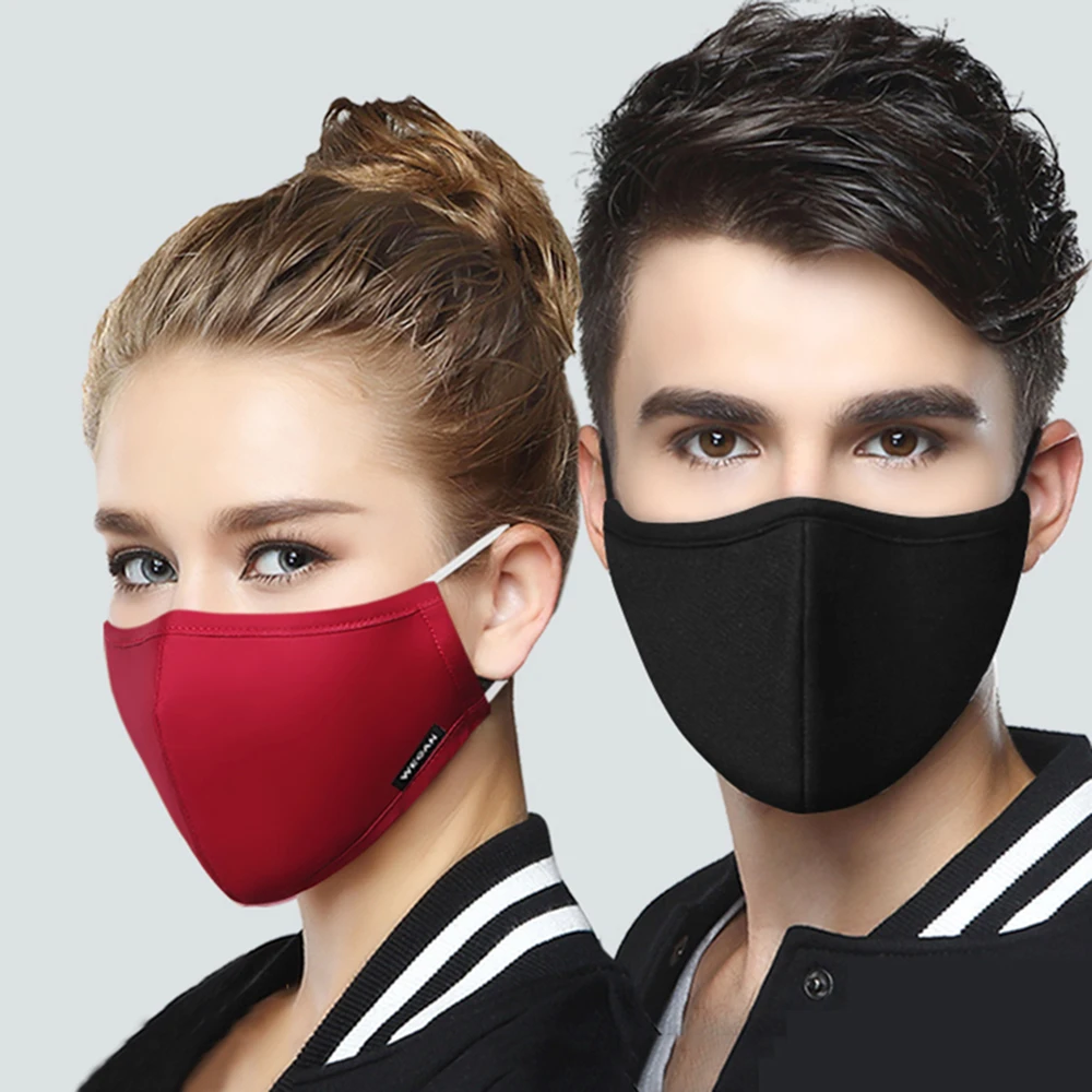 Маска для лица Kpop с защитой от пыли PM2.5 черная хлопковая ткань мужчин и женщин