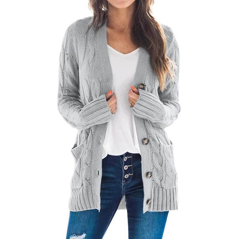 2021 Casual Long-sleeved Button Knitted Cardigan Women's Loose Jacket, Autumn and Winter Warm Knitted Sweater Women
2021 Casual Long-sleeved Button Knitted Cardigan Women's Loose Jacket, Autumn and Winter Warm Knitted Sweater Women