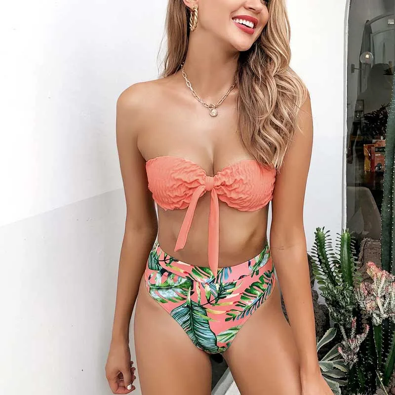 Sexy Ruffle Swimwear Womens Bandeau High Waist Bikini Set Bow Tie High Cut Bathing Suits Solid Leaf Print Swimsuit Bathing Suit
Sexy Ruffle Swimwear Womens Bandeau High Waist Bikini Set Bow Tie High Cut Bathing Suits Solid Leaf Print Swimsuit Bathing Suit