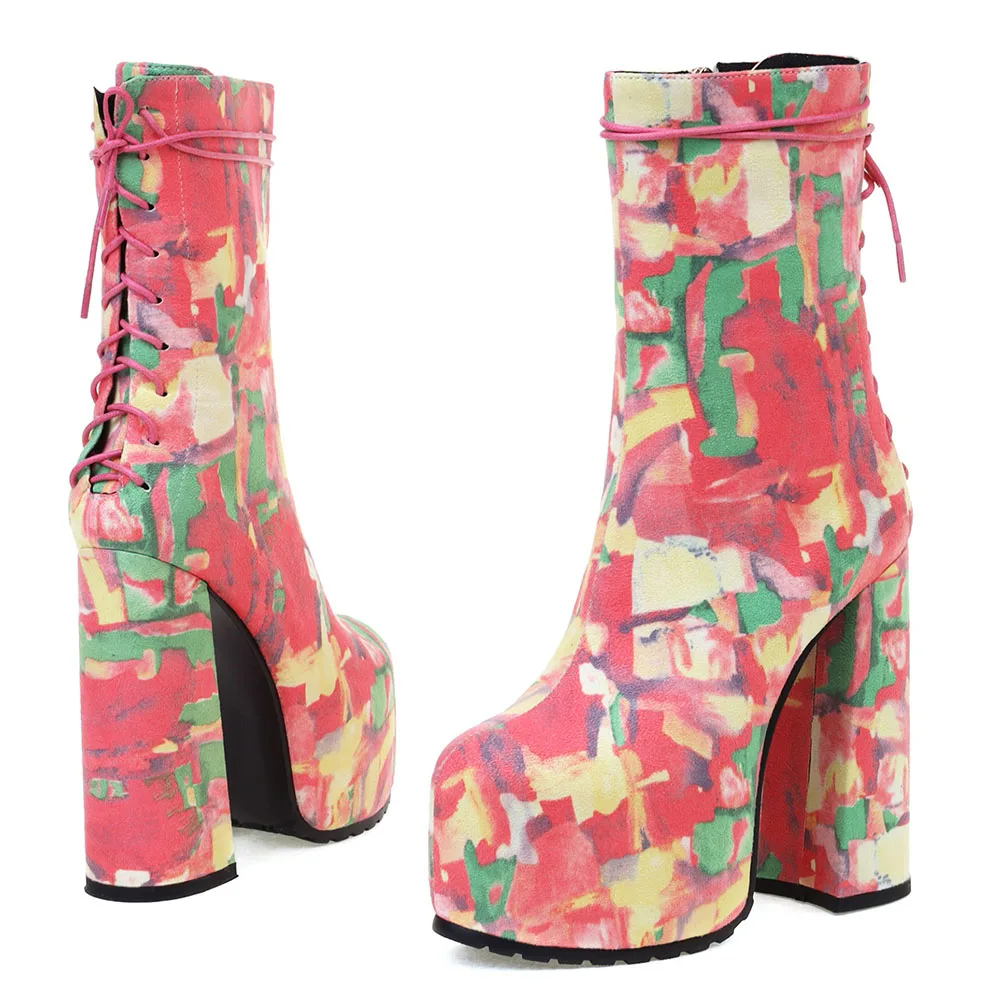 On Sale Multicolor Pink Platform High Block Heels Women Ankle Booties Rainbow Zipper Sexy Party Banquet Luxury Brand Shoes
On Sale Multicolor Pink Platform High Block Heels Women Ankle Booties Rainbow Zipper Sexy Party Banquet Luxury Brand Shoes
