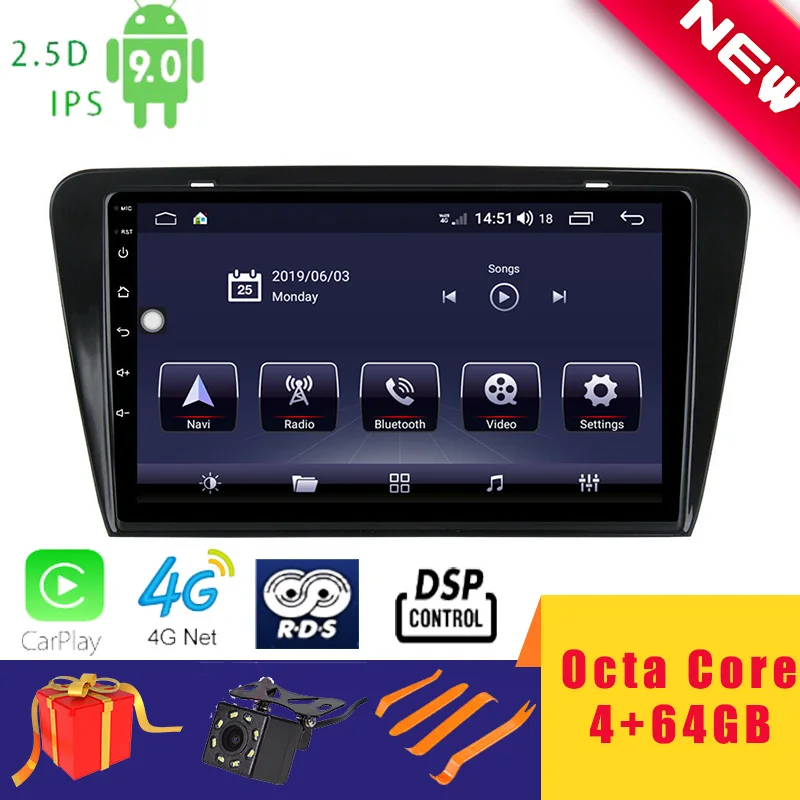 9 "Android 10 0 Автомобильный мультимедийный плеер стерео для Skoda Octavia 2014 ~ 2018 головное