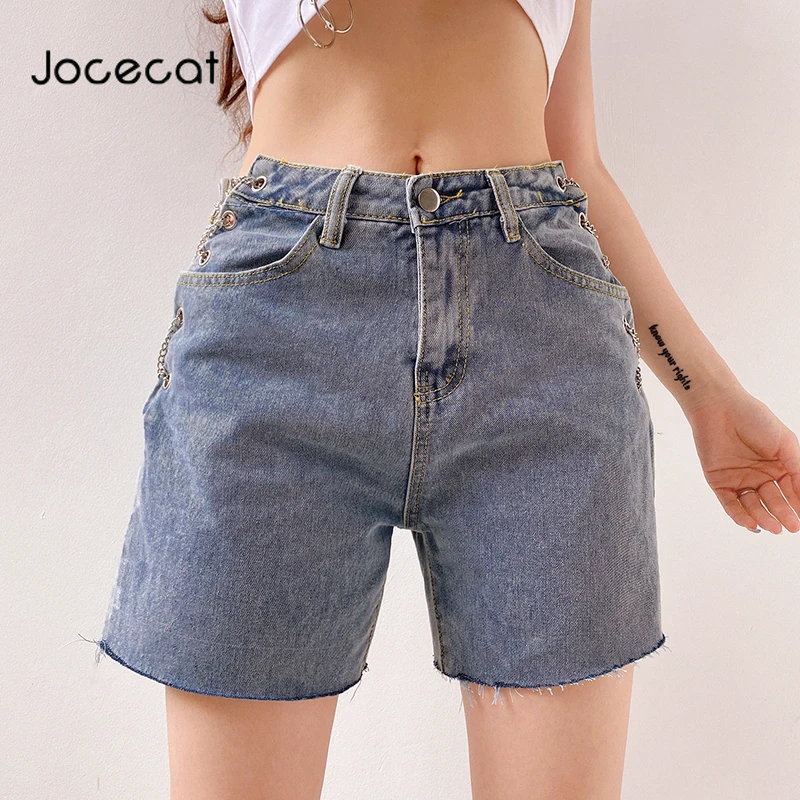 Casual Distressed Shorts Jeans Feminino Cut Out High Waisted Denim Shorts With Metal Chains Short Feminino Streetwear
Casual Distressed Shorts Jeans Feminino Cut Out High Waisted Denim Shorts With Metal Chains Short Feminino Streetwear