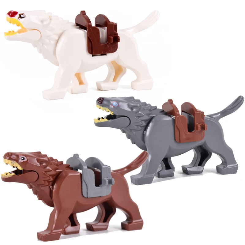 

Животные белые и черные и коричневые туфли крепление седло Волчья модель конструкторных блоков, Детские кубики, игрушки в подарок для детей