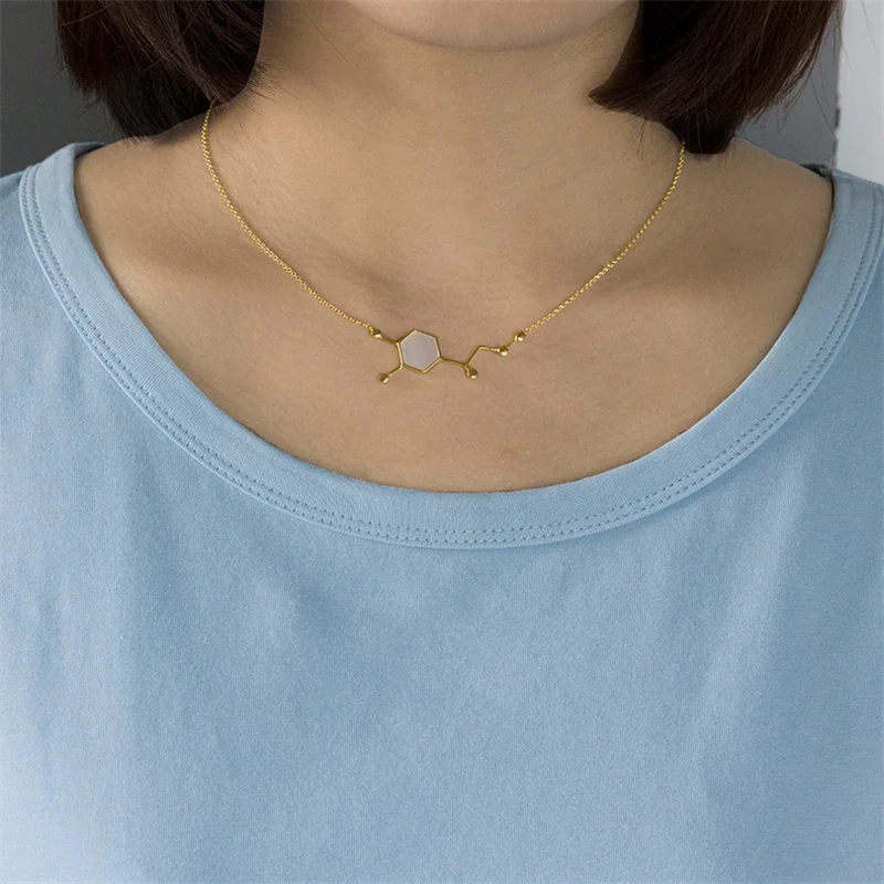 INATURE 925 Stering Silver Natural Shell Happiness Serotonin Molecule Necklace For Women Teacher Professor Science Lover
INATURE 925 Stering Silver Natural Shell Happiness Serotonin Molecule Necklace For Women Teacher Professor Science Lover