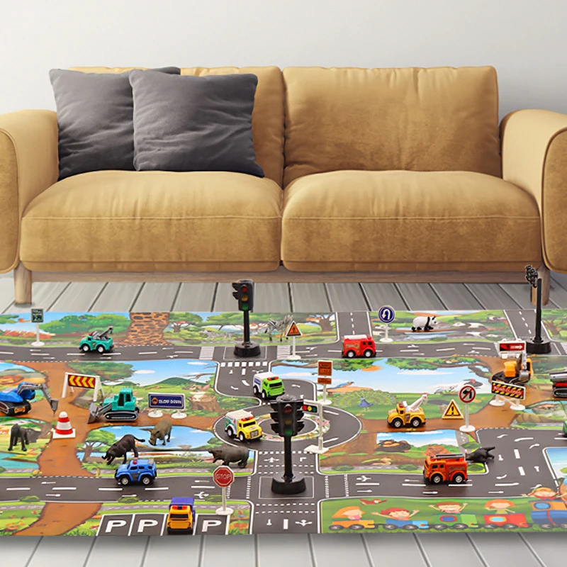 Baby Play Mat Kid City Road Buildings Mat Parking Map Game Pad Scene Traffic Map Toy Car Playing traffic Map Infant Crawling Mat