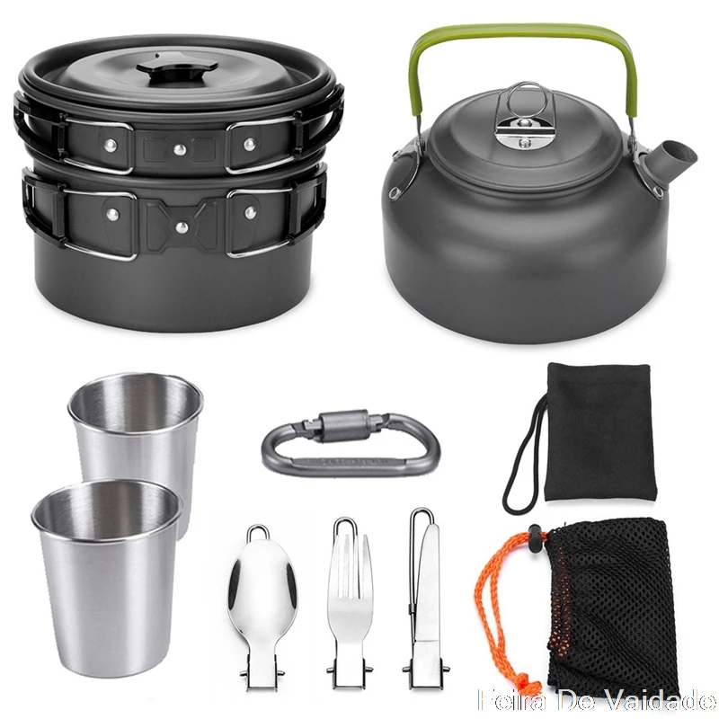 

For Camping Cookware Kit Camping Equipment Outdoor Ultra-light Aluminum Alloy Cook Stove Kit Boiling Pot Outdoor Camping Tools