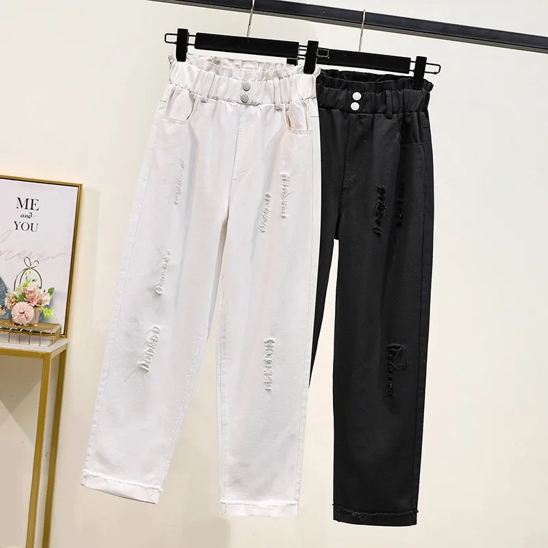 Plus Size Women Summer Casual Ripped Jeans New Arrival 2021 Simple Style Elastic High Waist Female Calf-length Denim Pants W245
Plus Size Women Summer Casual Ripped Jeans New Arrival 2021 Simple Style Elastic High Waist Female Calf-length Denim Pants W245