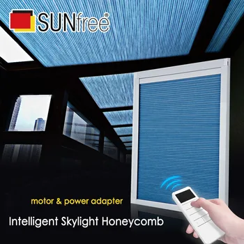 SUNFREE electric skylight blinds nonwoven fabric Daylight /Blackout sunroom motorized roof honeycomb thermal insulation custom