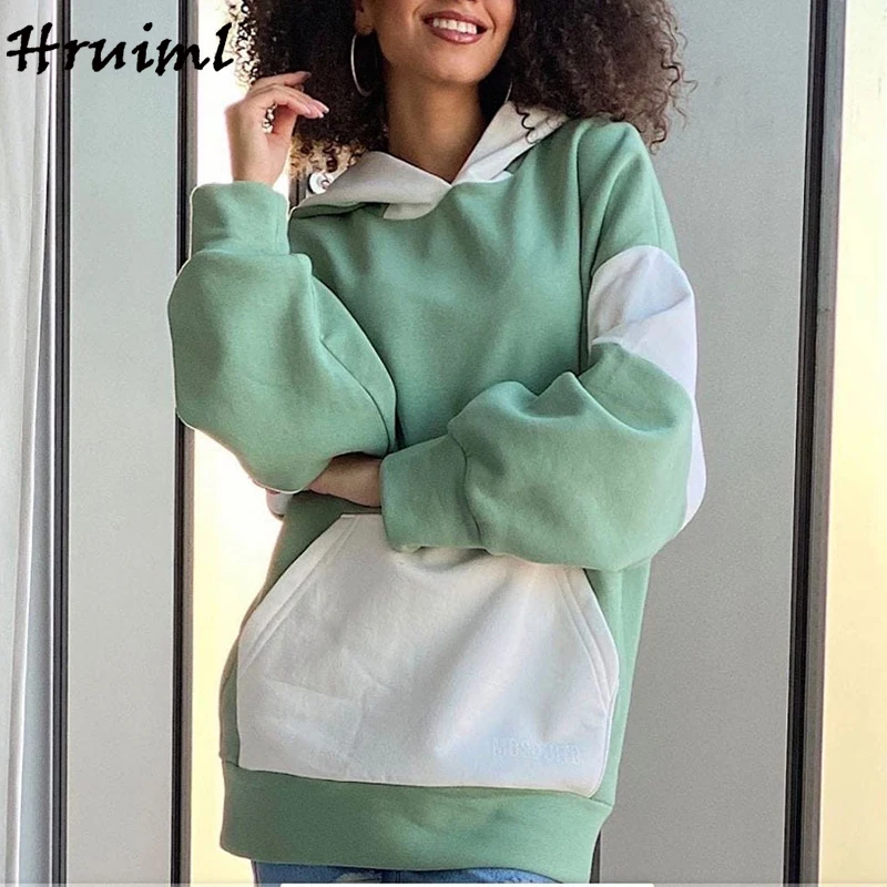 Hoodies Women Sweatshirt Patchwork Casual Loose Long Sleeve Hooded Pullovers Ladies Tops Autumn Winter Clothes Women 2020
Hoodies Women Sweatshirt Patchwork Casual Loose Long Sleeve Hooded Pullovers Ladies Tops Autumn Winter Clothes Women 2020