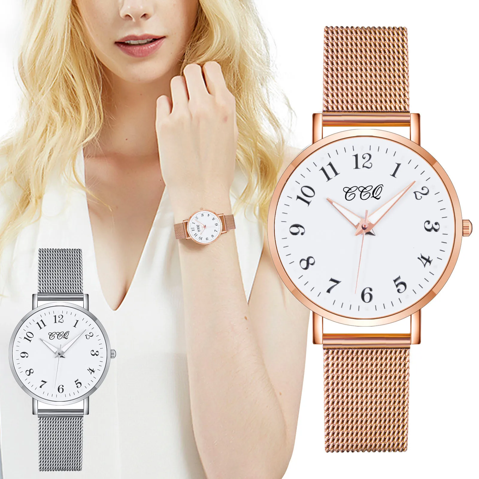 CCQ Women Wristwatches Ladies Quartz Watch Reloj Mujer Fashion Business Golden Silver Round Dial Stainless Steel Mesh Strap часы
CCQ Women Wristwatches Ladies Quartz Watch Reloj Mujer Fashion Business Golden Silver Round Dial Stainless Steel Mesh Strap часы