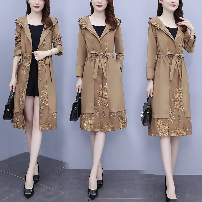 High Quality Embroidered Coats And Jackets Women Clothes Hooded Mid-length Trench Coat Design Office Lady Casaco Feminino
High Quality Embroidered Coats And Jackets Women Clothes Hooded Mid-length Trench Coat Design Office Lady Casaco Feminino