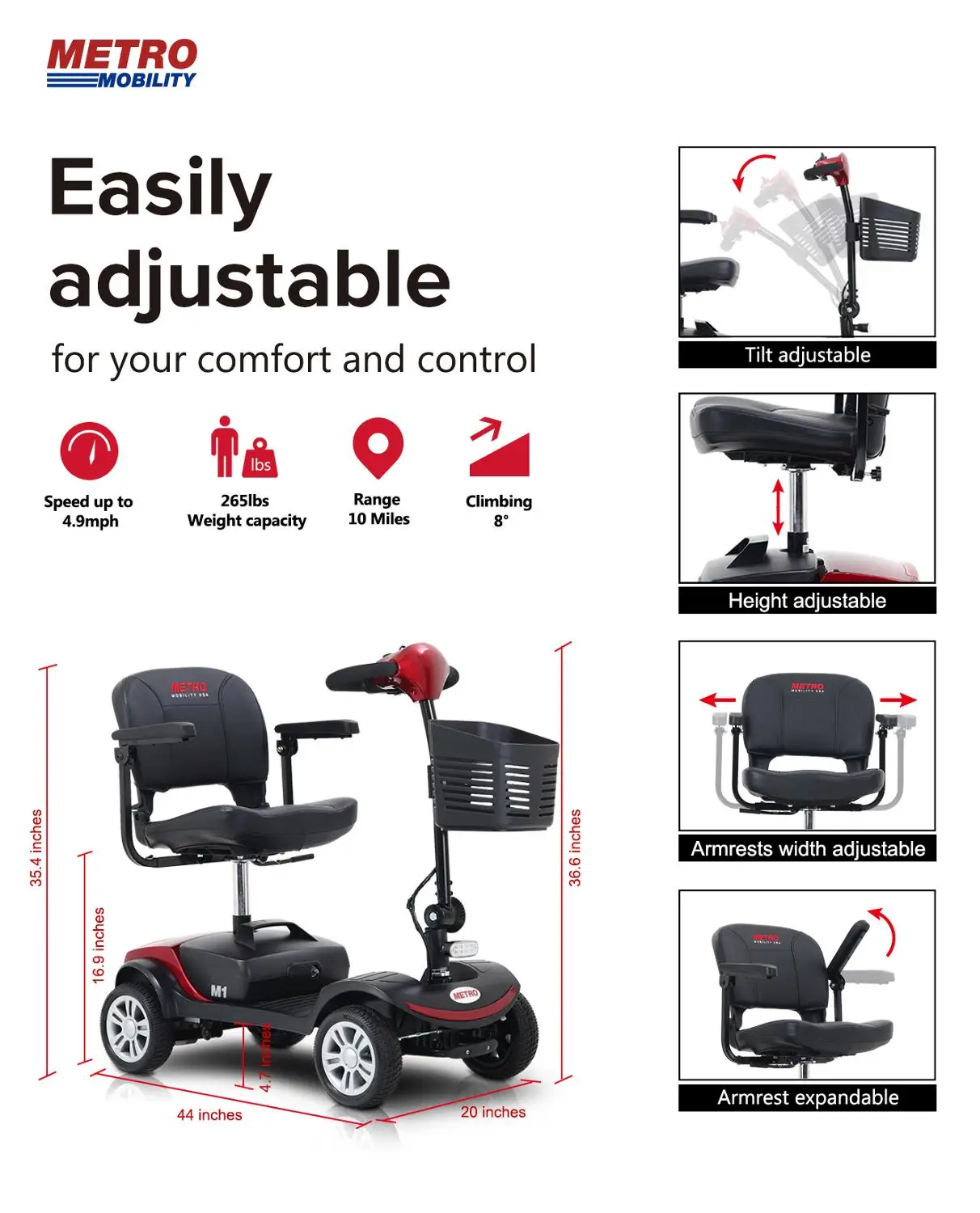 (US)Compact Outdoor Mobility Scooter For Adult With Front & Rear LED Light And Luxury&Adjustable seats Electronic Kick Escooter
(US)Compact Outdoor Mobility Scooter For Adult With Front & Rear LED Light And Luxury&Adjustable seats Electronic Kick Escooter