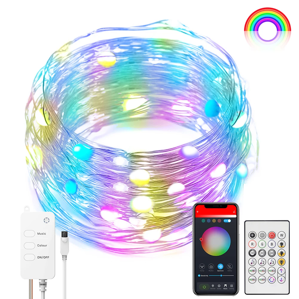Christmas Wedding Party Decor 5/10M LED String Light Copper Wire Fairy Light Garland RGB USB WIFI Bluetooth Remote Control Home
Christmas Wedding Party Decor 5/10M LED String Light Copper Wire Fairy Light Garland RGB USB WIFI Bluetooth Remote Control Home