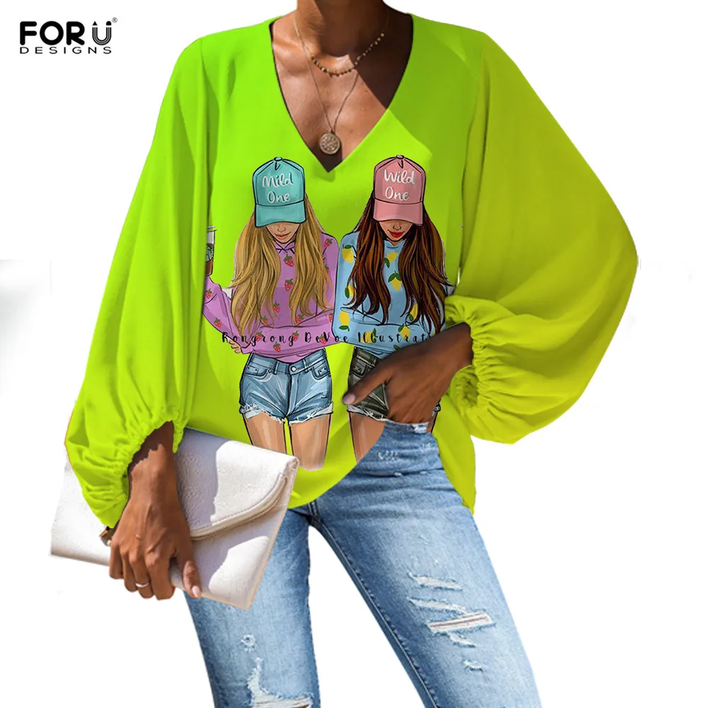 FORUDESIGNS Hot Fashion Sister Friendship Chiffon Blouse for Women Casual Spring Summer Clothing Girls Tops Blouse Bell Sleeves
FORUDESIGNS Hot Fashion Sister Friendship Chiffon Blouse for Women Casual Spring Summer Clothing Girls Tops Blouse Bell Sleeves