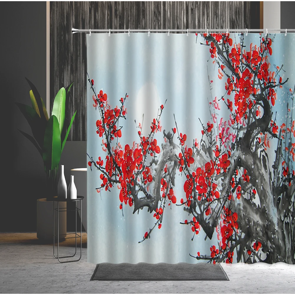 Занавеска для душа в китайском стиле, шторка с рисунком сливы, гор, воды, природный ландшафт, машинная стирка, висячая ткань для ванны
Занавеска для душа в китайском стиле, шторка с рисунком сливы, гор, воды, природный ландшафт, машинная стирка, висячая ткань для ванны