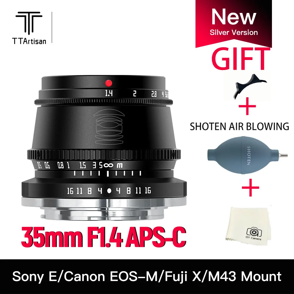 TTArtisans 35mm F1.4 APS-C Lens for Sony E mount 、Fuji X mount 、 Cannon EOSM mount 、Micro Four Thirds mount Camera GH4 OMD
TTArtisans 35mm F1.4 APS-C Lens for Sony E mount 、Fuji X mount 、 Cannon EOSM mount 、Micro Four Thirds mount Camera GH4 OMD