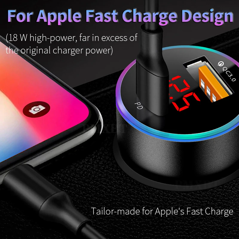Автомобильное зарядное устройство PMXBT быстрая зарядка 3 0 USB для iPhone 11Pro Xiaomi Samsung