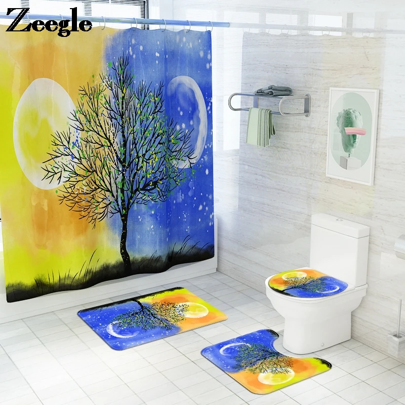 Bath Mat and Home Decor Shower Curtain Set Flannel Toilet Mats Painting Style U-Shaped Toilet Rug with Toilet Seat Cover Mat Set
Bath Mat and Home Decor Shower Curtain Set Flannel Toilet Mats Painting Style U-Shaped Toilet Rug with Toilet Seat Cover Mat Set