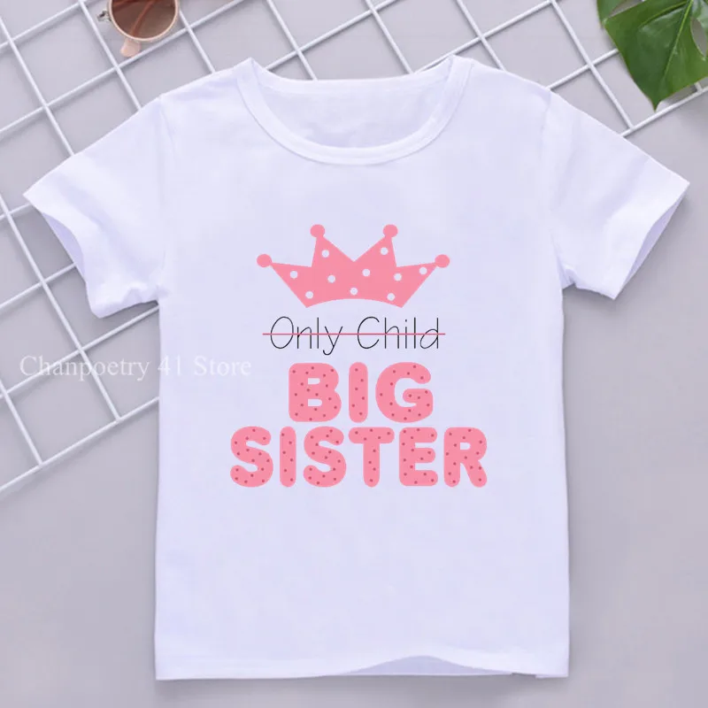 Одежда для маленьких девочек футболки с короткими рукавами принтом BIG SISTER новые
