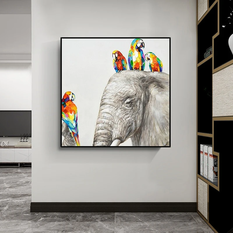 Hand-Painted Oil Painting 3D Abstract Colorful Parrot Bird Elephant Wall Art for Bedroom Bathroom Living Room Decor No Framed 
Hand-Painted Oil Painting 3D Abstract Colorful Parrot Bird Elephant Wall Art for Bedroom Bathroom Living Room Decor No Framed