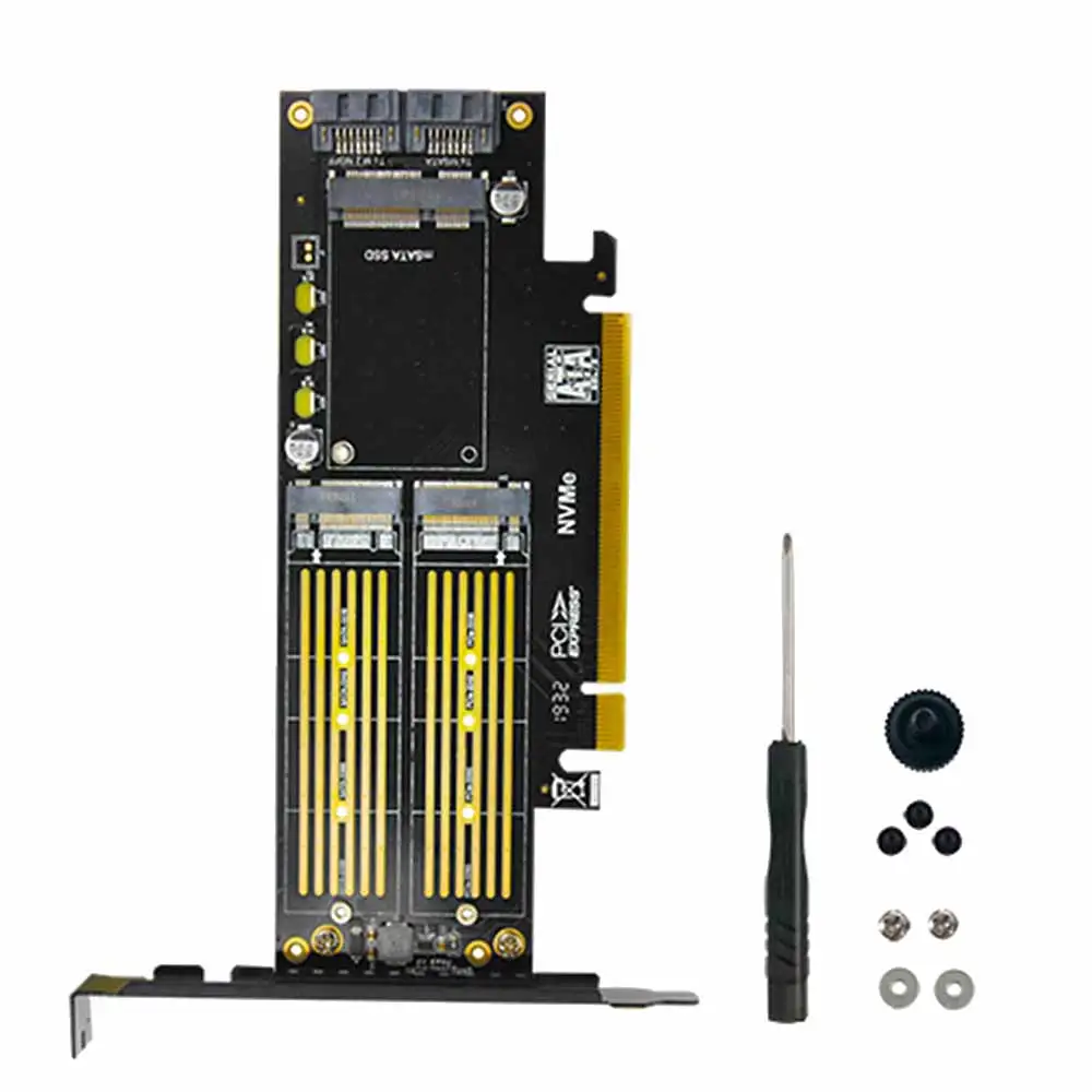 JEYI NGFF NVMe M2 to 3.0 X16 PCI-E Adapter B Key M Key PCI Express 3.0 m.2 AHCI & m2 SSD Dual mSATA Converter 3 in 1 Adapter
JEYI NGFF NVMe M2 to 3.0 X16 PCI-E Adapter B Key M Key PCI Express 3.0 m.2 AHCI & m2 SSD Dual mSATA Converter 3 in 1 Adapter