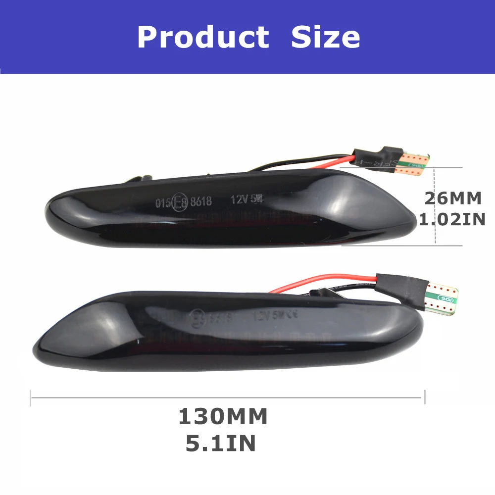 2PCS LED Side Marker Lights Smoke Lens Dynamic LED Turn Signal Side Marker Light (Left + Right) For BMW X3 X1 E60 E46 E90
2PCS LED Side Marker Lights Smoke Lens Dynamic LED Turn Signal Side Marker Light (Left + Right) For BMW X3 X1 E60 E46 E90