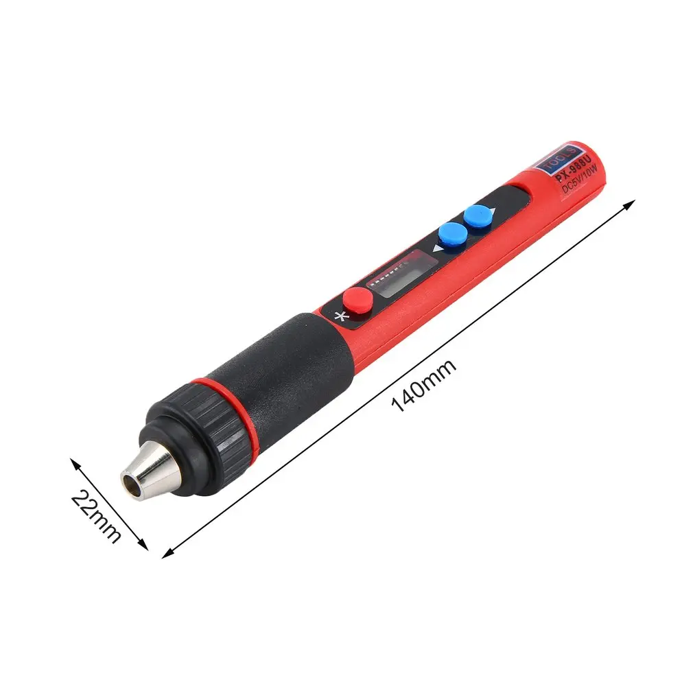 PX-988 5V 10W USB LED Digital Temperature Adjustable Internal Heating Electric Soldering Iron Tools Kits with Soldering Tips
PX-988 5V 10W USB LED Digital Temperature Adjustable Internal Heating Electric Soldering Iron Tools Kits with Soldering Tips