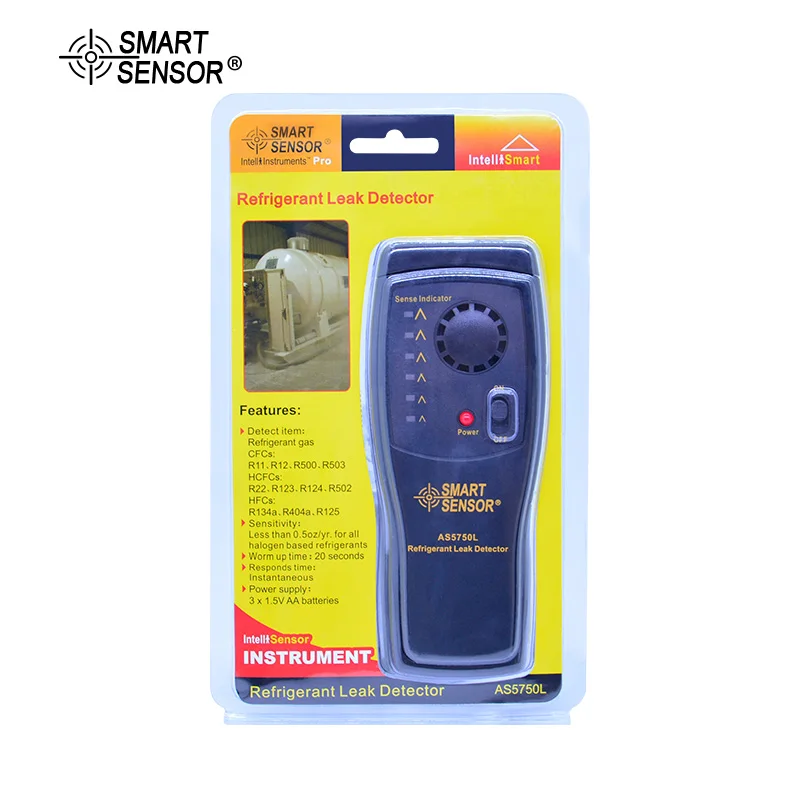 

SMART SENSOR AS5750L Refrigerant Leak Detector Halogen Freon CFCs HCFCs HFCs Gas Analyzer Tester Air Conditioning Monitor Gas