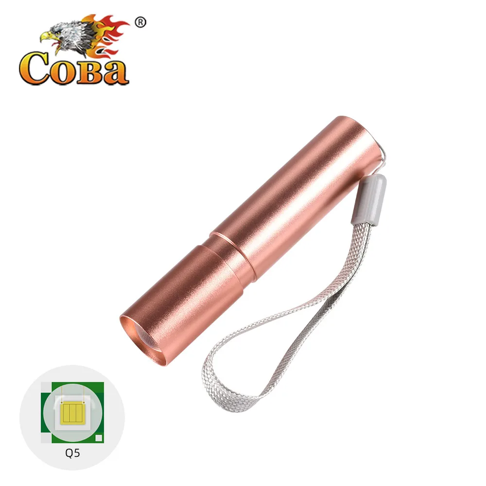 COBA led mini flashlight Q5 torch aluminum alloy flash lamp waterproof built-in battery usb rechargeable 4 modes zoomable light | Лампы и
