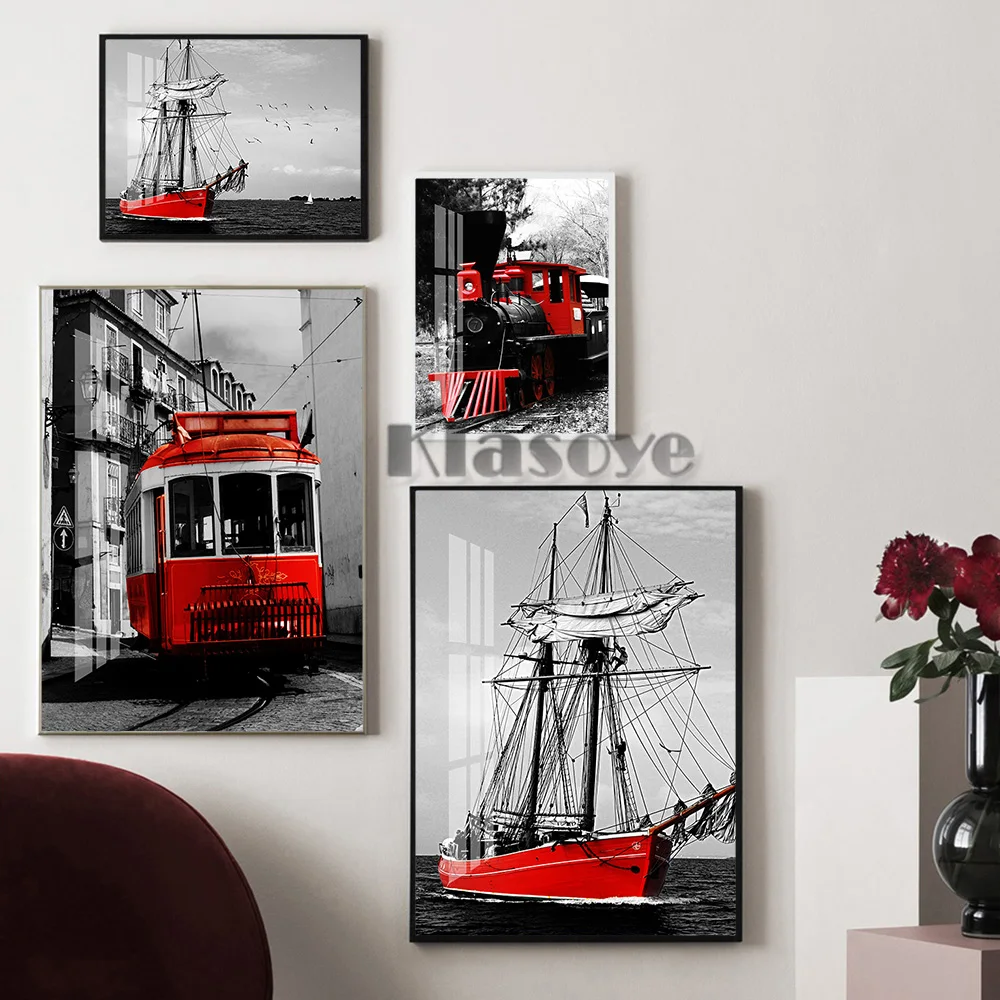 Black White Photography Red Element Art Prints Poster Steam Train Streetcar Sailboat Wall Stickers City Landscape Home Decor
Black White Photography Red Element Art Prints Poster Steam Train Streetcar Sailboat Wall Stickers City Landscape Home Decor