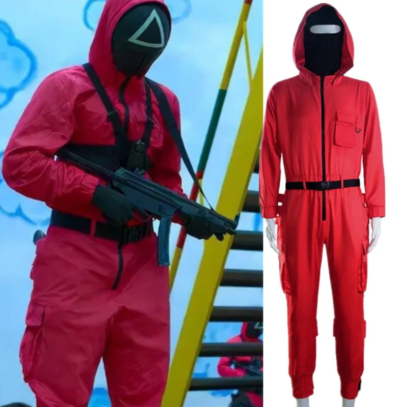 Squid Game NPC Red Jumpsuit Uniform Black Mask Cosplay women Costume Halloween Party Prop Adult onesies for adults
Squid Game NPC Red Jumpsuit Uniform Black Mask Cosplay women Costume Halloween Party Prop Adult onesies for adults