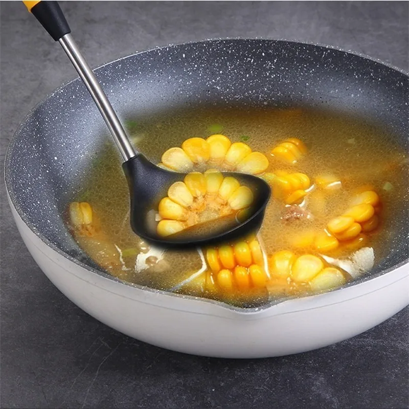 304 Stainless Steel Silicone Kitchen Utensils Heat-resistant Non-stick Pot with Spatula Soup Spoon Household Kitchen Supplies
304 Stainless Steel Silicone Kitchen Utensils Heat-resistant Non-stick Pot with Spatula Soup Spoon Household Kitchen Supplies