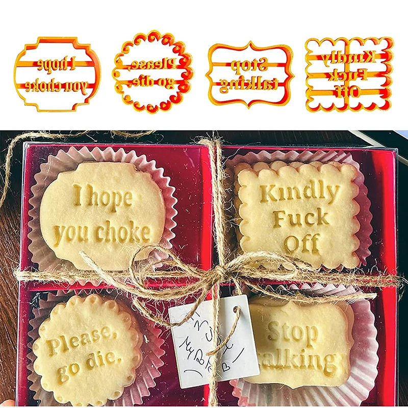 4 Interesting Biscuit Molds for Baking with Funny Rude and Unruly Phrases DIY Shape Baking Set Suitable for Friends Kitchen
4 Interesting Biscuit Molds for Baking with Funny Rude and Unruly Phrases DIY Shape Baking Set Suitable for Friends Kitchen