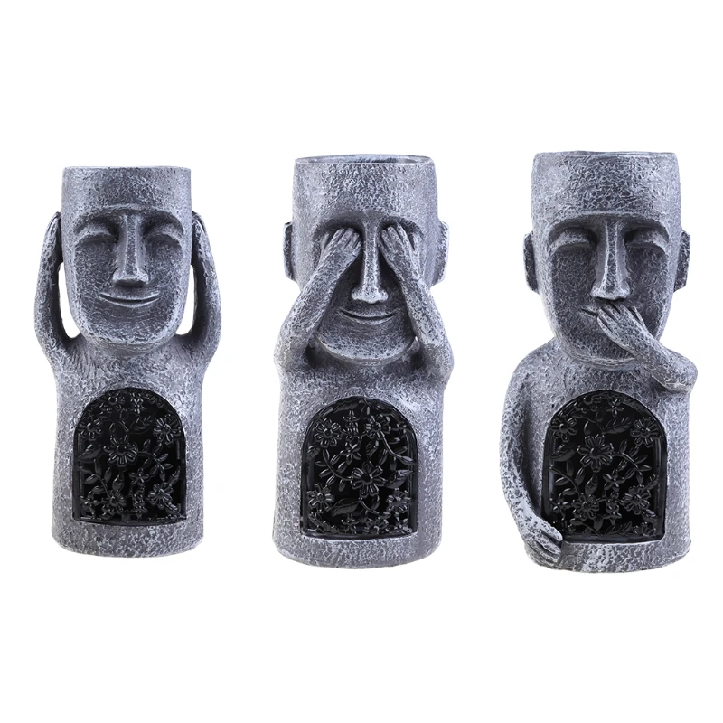 Creative Flower Pot No See/Hear/Speak Evil Garden Easter Island Statue with LED Light Sculpture Planter Outdoor Decoration
Creative Flower Pot No See/Hear/Speak Evil Garden Easter Island Statue with LED Light Sculpture Planter Outdoor Decoration