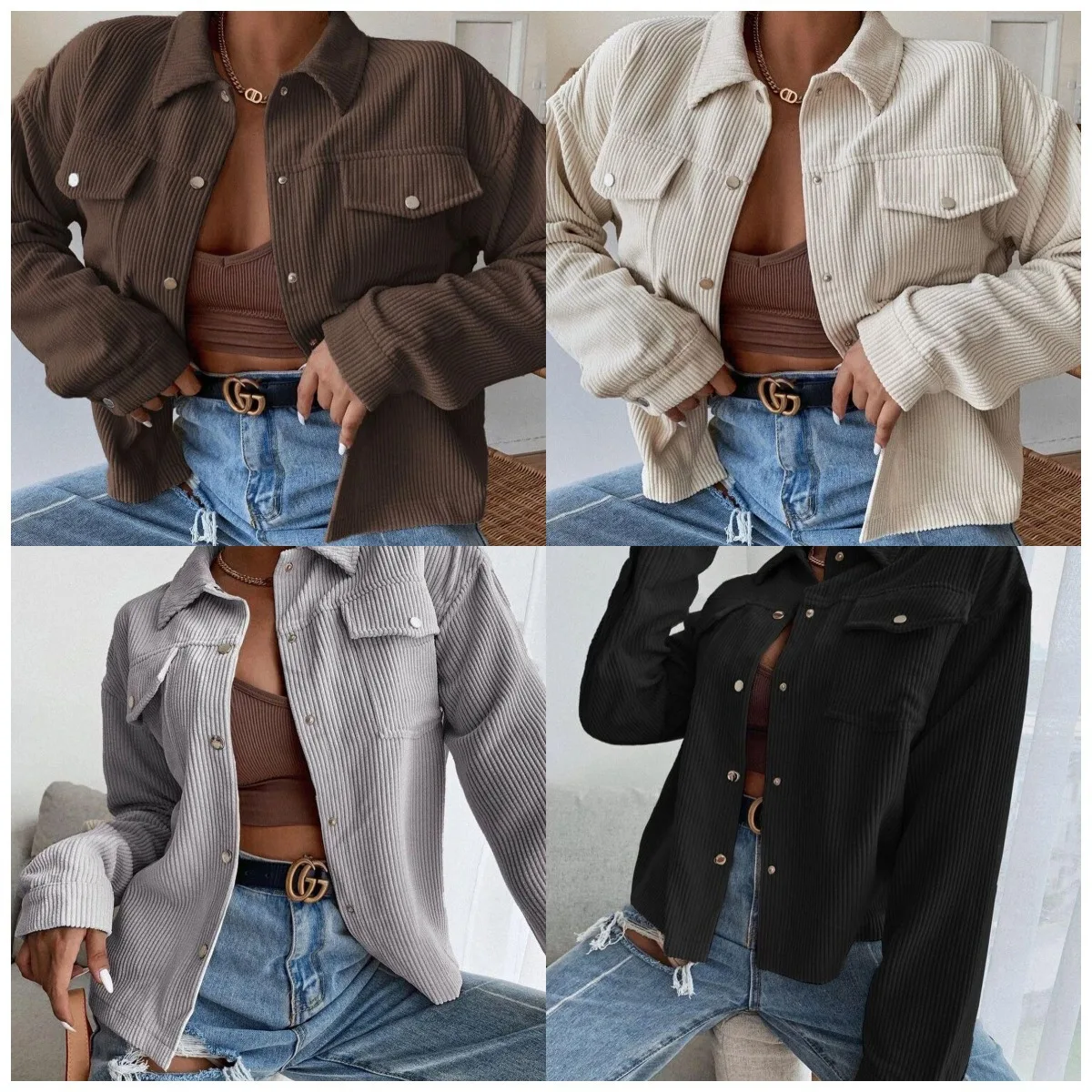 Women's Fashion Autumn Winter New Turn-down Collar Solid Button Open Lining Coat Women Casual 2021 Slim Corduroy Outer Garment
Women's Fashion Autumn Winter New Turn-down Collar Solid Button Open Lining Coat Women Casual 2021 Slim Corduroy Outer Garment