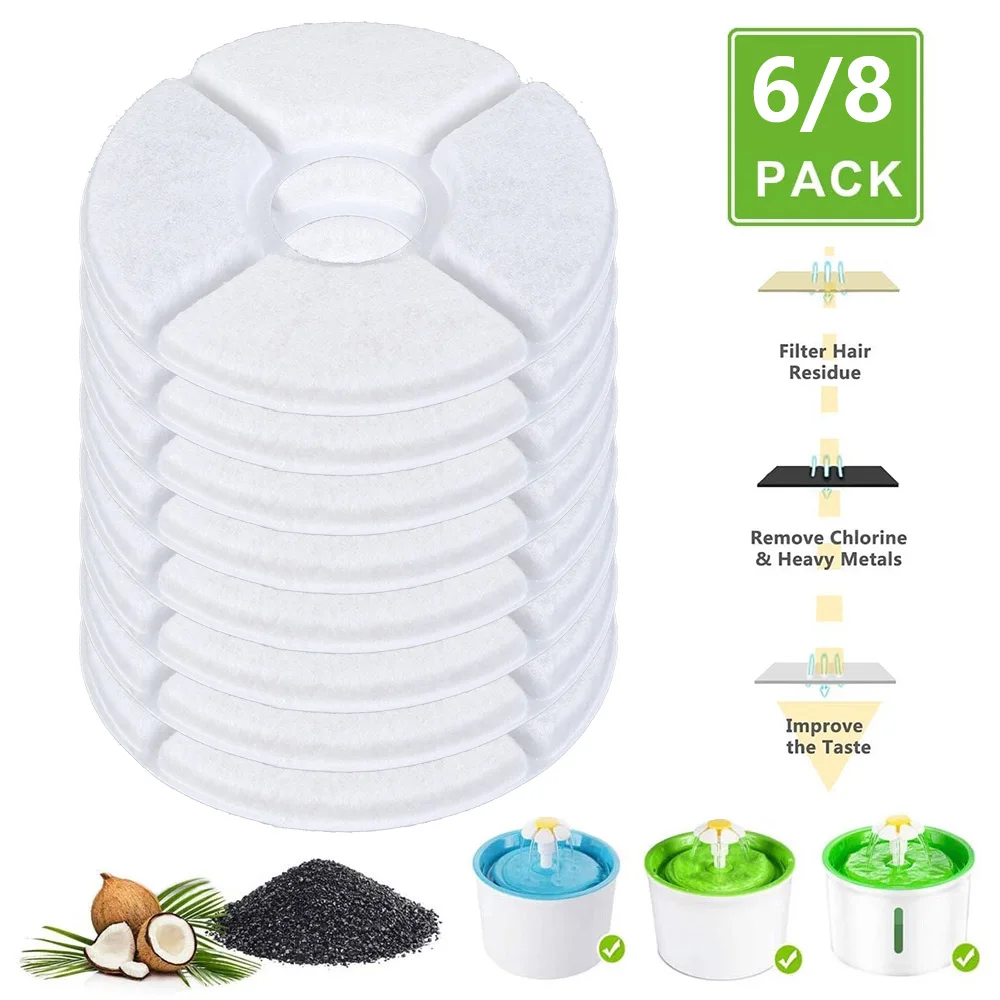 6 - 8 Pcs of Activated Carbon Replacement Filters Pet Fountain Automatic Flower Charcoal Filters Dispenser Compatible Cats Dogs
6 - 8 Pcs of Activated Carbon Replacement Filters Pet Fountain Automatic Flower Charcoal Filters Dispenser Compatible Cats Dogs