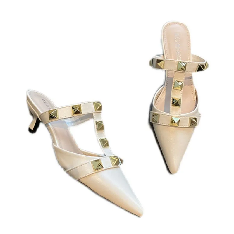 2021 New Rivet Pointed Thin Heel Baotou Half Slipper Female Middle Heel Shallow Mouth Lazy Mueller Shoes
2021 New Rivet Pointed Thin Heel Baotou Half Slipper Female Middle Heel Shallow Mouth Lazy Mueller Shoes