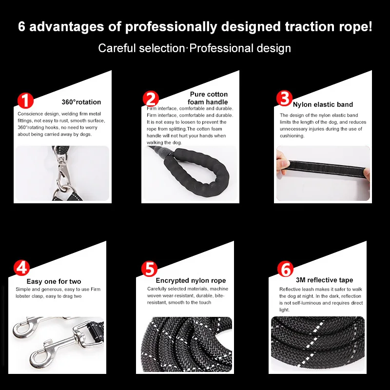 360 Degree Rotating Non-tangling Double Dog Walking Training Belt Double Dog Leash Reflective Elastic Belt Pet Products
360 Degree Rotating Non-tangling Double Dog Walking Training Belt Double Dog Leash Reflective Elastic Belt Pet Products