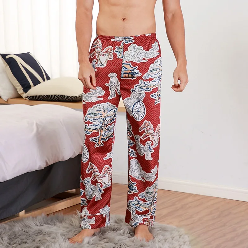 Men Sleep Bottoms Satin Sleepwear Soft Comfortable Nightgown Pants Elegant Crane Print Pajama Panties Male Night Wear Homewear
Men Sleep Bottoms Satin Sleepwear Soft Comfortable Nightgown Pants Elegant Crane Print Pajama Panties Male Night Wear Homewear
