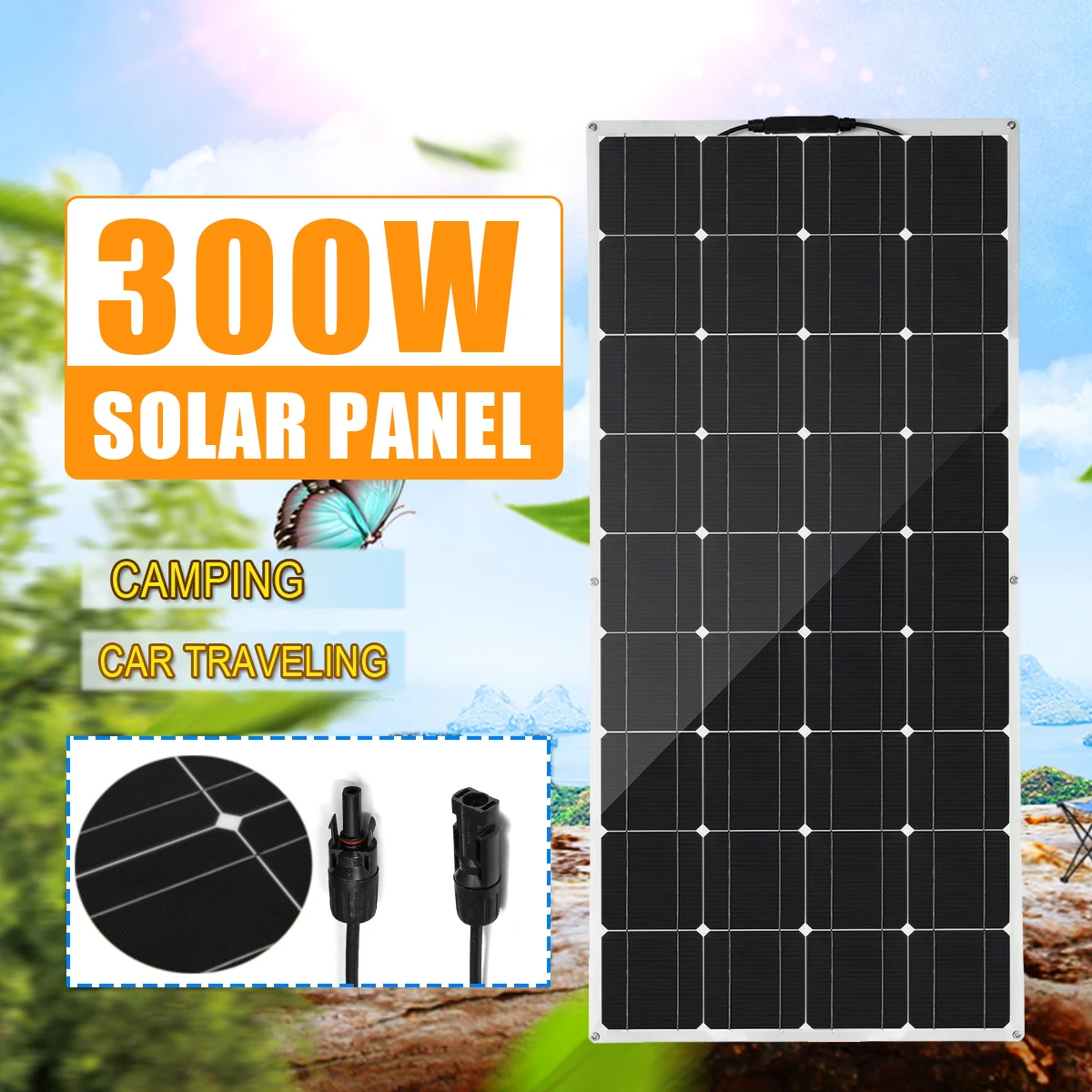 300W Flexible Solar Panel 18V Solar Cell Module Cable Car 18V Monocrystalline Solar Charger for RV Boat Home Roof Camping SUV
300W Flexible Solar Panel 18V Solar Cell Module Cable Car 18V Monocrystalline Solar Charger for RV Boat Home Roof Camping SUV