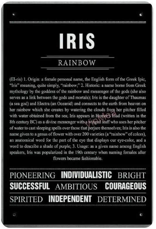 Iris Rainbow Retro Metal Tin Sign Plaque Poster Wall Decor Art Shabby Chic Gift Suitable 12x8 Inch
Iris Rainbow Retro Metal Tin Sign Plaque Poster Wall Decor Art Shabby Chic Gift Suitable 12x8 Inch