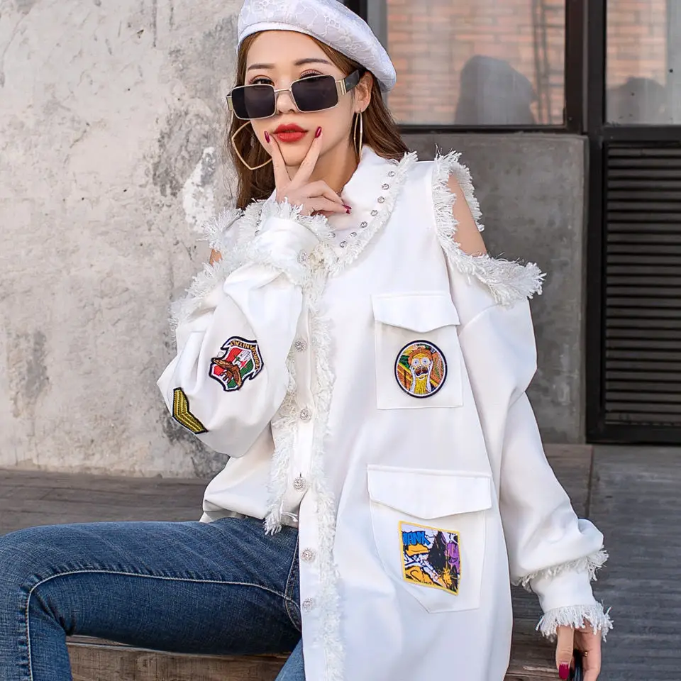 European Station 2022 Spring New Strapless Embroidered Shirt Women's Jacket Mid-Length Loose Large Size Cardigan Top Female Coat
European Station 2022 Spring New Strapless Embroidered Shirt Women's Jacket Mid-Length Loose Large Size Cardigan Top Female Coat