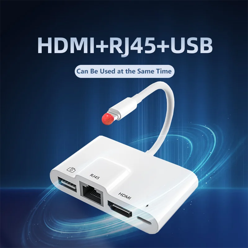 Lightning To Rj45 Ethernet LAN HDMI-Compatible Adapter 4K TV USB Hub OTG Splitter Cable Converter for IPhone 12/11Pro/XR/X IPad
Lightning To Rj45 Ethernet LAN HDMI-Compatible Adapter 4K TV USB Hub OTG Splitter Cable Converter for IPhone 12/11Pro/XR/X IPad