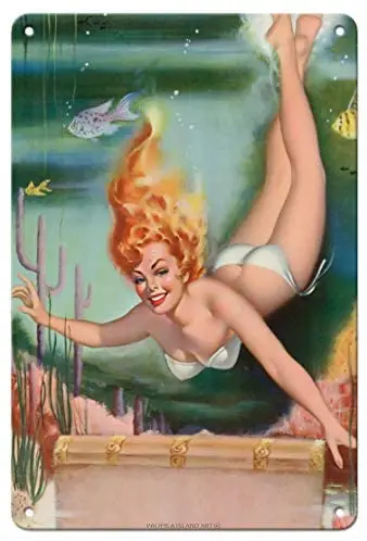 A Treasure to Behold - Hawaiian Pin Up Glamour Girl - Underwater Mermaid Pose Pin Up Calender Page Vintage Metal Tin Sign
A Treasure to Behold - Hawaiian Pin Up Glamour Girl - Underwater Mermaid Pose Pin Up Calender Page Vintage Metal Tin Sign