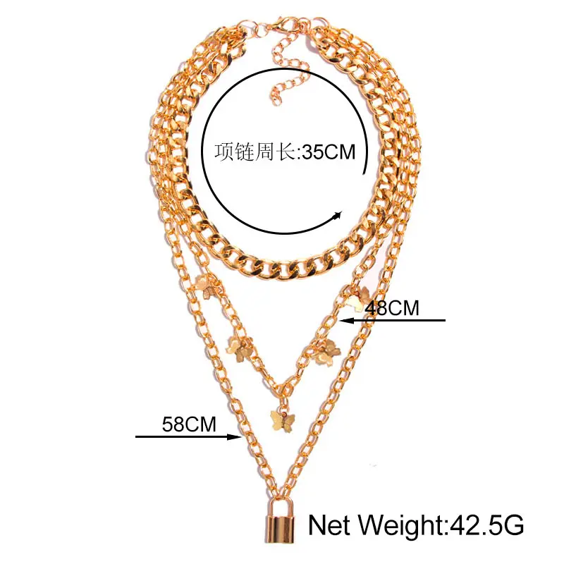 Flatfoosie Multilayer Butterfly Necklace For Women Boho Gold Silver Color Long Chain Padlock Pendant Necklaces Fashion Jewelry 
Flatfoosie Multilayer Butterfly Necklace For Women Boho Gold Silver Color Long Chain Padlock Pendant Necklaces Fashion Jewelry
