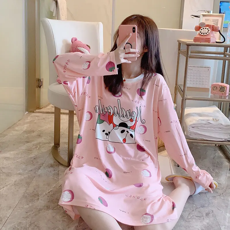 Nightgowns Women Leisure Loose Long-sleeved Ruffles Nightwear Comfortable Student Fashion Sweet Sleepshirts Simple Elegant Fit 
Nightgowns Women Leisure Loose Long-sleeved Ruffles Nightwear Comfortable Student Fashion Sweet Sleepshirts Simple Elegant Fit