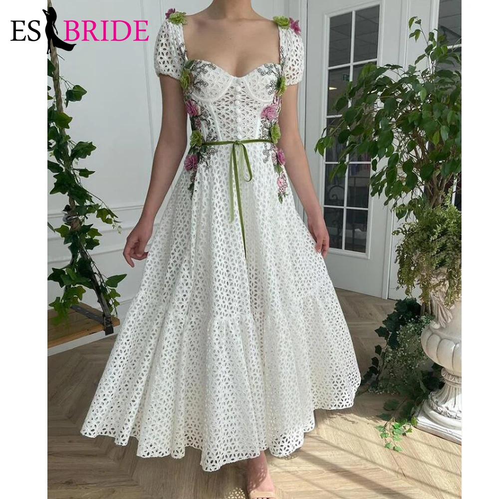 Modest white Lace A Line Evening Dreses Short Cap Sleeves Midi Tea Length Formal Party Prom Dress Women Simple Garment
Modest white Lace A Line Evening Dreses Short Cap Sleeves Midi Tea Length Formal Party Prom Dress Women Simple Garment