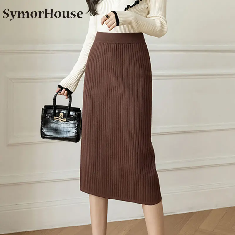 Autumn WInter Women's Knit Straight Skirt With Slit High Waist Pencil Skirt Korean Style Black Tube Skirt Female
Autumn WInter Women's Knit Straight Skirt With Slit High Waist Pencil Skirt Korean Style Black Tube Skirt Female